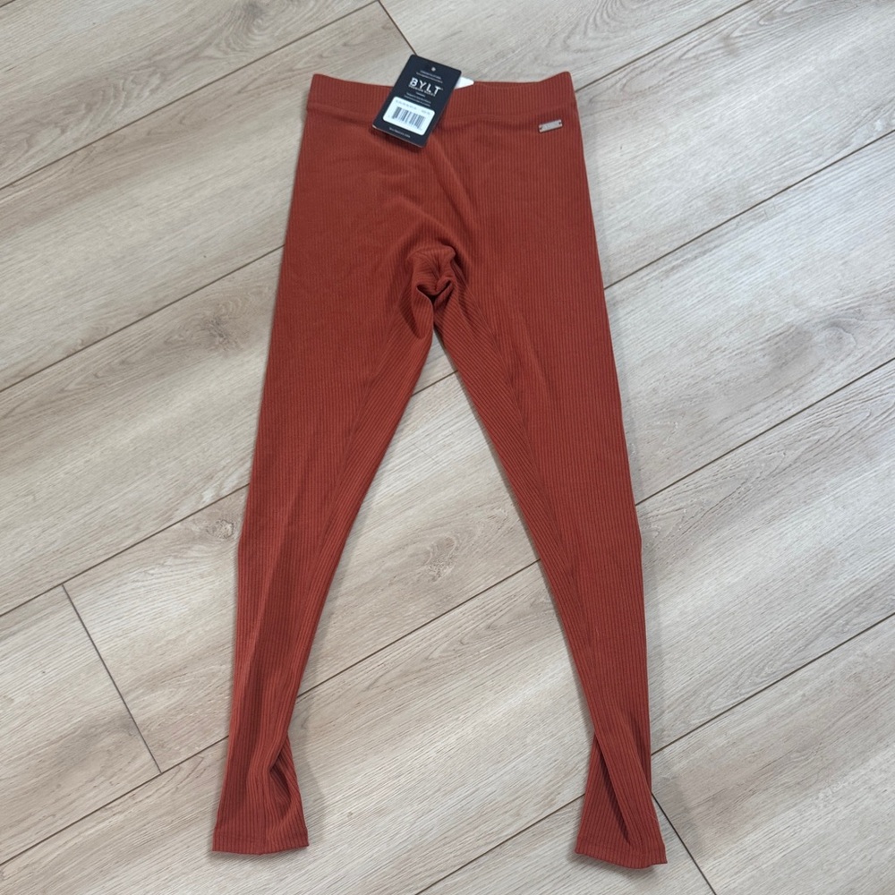 BYLT women’s ribbed Terracotta Leggings SZ XS NWT